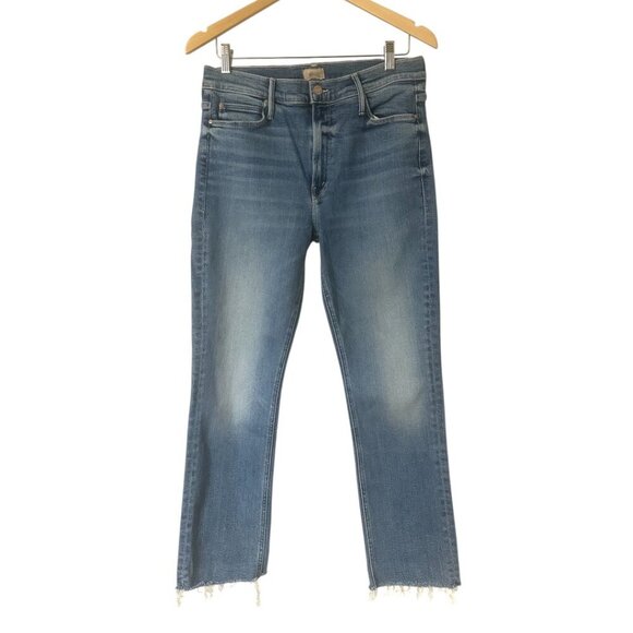Mother Mid Rise Dazzler Ankle Fray Jeans Size 31 In Riding the Cliffside Wash - Picture 7 of 16